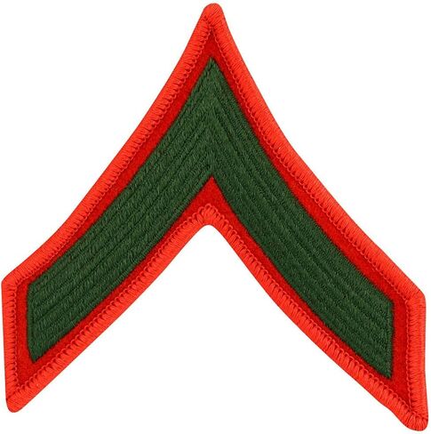 Marine Corps USMC Chevron Green Embroidered on red PFC Private 1st Class Male in Saudi Arabia