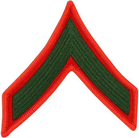 Marine Corps USMC Chevron Green Embroidered on red PFC Private 1st Class Male in Saudi Arabia
