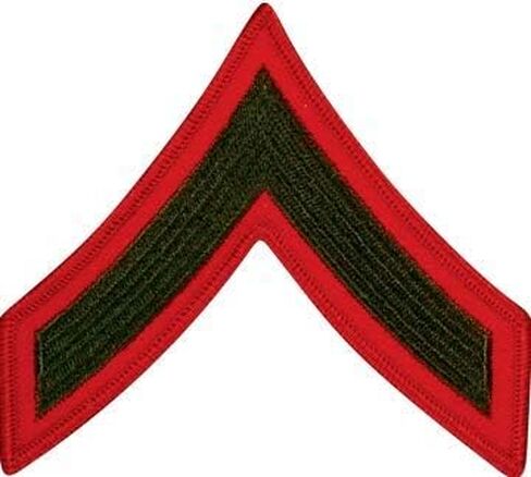 Marine Corps USMC Chevron Green Embroidered on red PFC Private 1st Class Male in Saudi Arabia