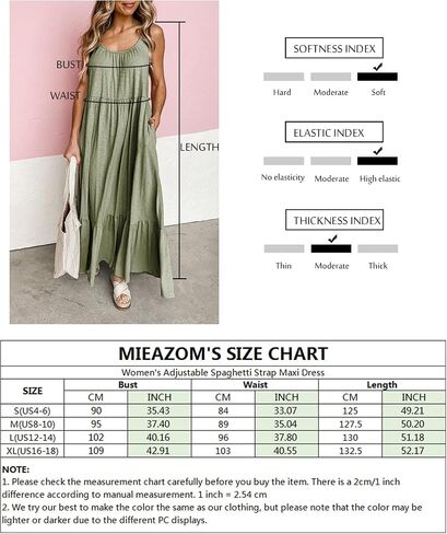 Women's Sleeveless Maxi Dress Spaghetti Strap Summer Casual Loose Tiered Flowy Swing Beach Cami Long Dresses with Pockets Black S in Saudi Arabia