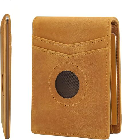 Slim Wallet for Men,Crazy Horse Leather Money Clip Mens Wallet,RFID Blocking Front Pocket Bifold Wallet, Minimalist Credit Card Holder with Gift Box in Saudi Arabia