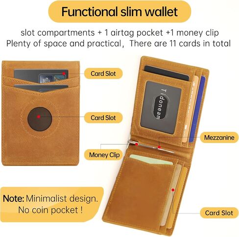 Slim Wallet for Men,Crazy Horse Leather Money Clip Mens Wallet,RFID Blocking Front Pocket Bifold Wallet, Minimalist Credit Card Holder with Gift Box in Saudi Arabia