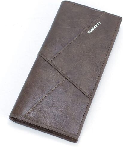 محافظ SUMGOGO الرجالية ثنائية الطي، حقيبة يد جلدية قابلة للطي، محفظة منظم للبطاقات، محفظة طويلة نحيفة ثنائية الطي، دفتر شيكات للرجال والأولاد والنساء (قهوة) in Kuwait