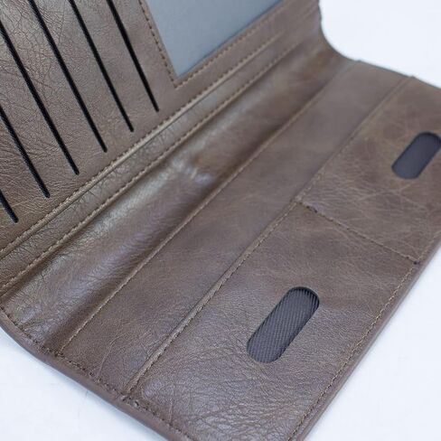 SUMGOGO Mens Bifold Wallets Leather Billfold Handbag Purse Organizer Card Case Long Slim Bifold Wallet Checkbook for Men Boys Women (Coffee) in Saudi Arabia