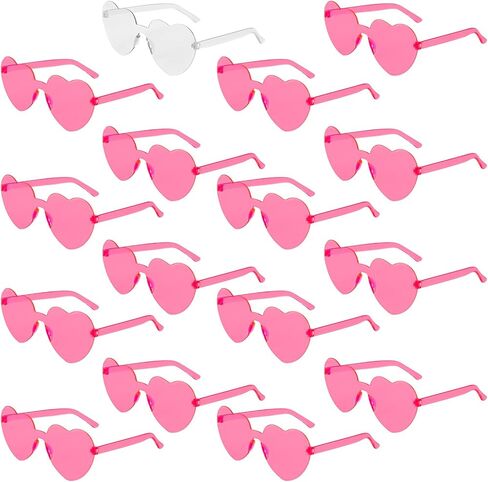 FRIUSATE 16 Pairs Heart Shaped Sunglasses Bachelorette Party Favors, Pink White Heart Sunglasses Frameless, Bachelorette Party Sunglasses for Women Bridal Bridesmaid in Kuwait