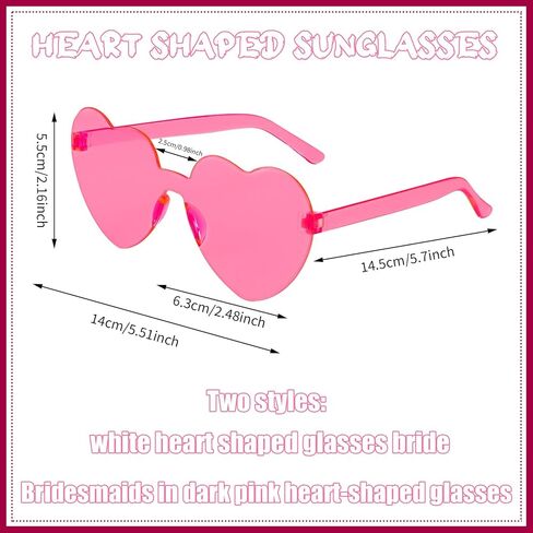 FRIUSATE 16 Pairs Heart Shaped Sunglasses Bachelorette Party Favors, Pink White Heart Sunglasses Frameless, Bachelorette Party Sunglasses for Women Bridal Bridesmaid in Kuwait