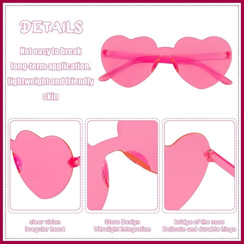FRIUSATE 16 Pairs Heart Shaped Sunglasses Bachelorette Party Favors, Pink White Heart Sunglasses Frameless, Bachelorette Party Sunglasses for Women Bridal Bridesmaid in Kuwait