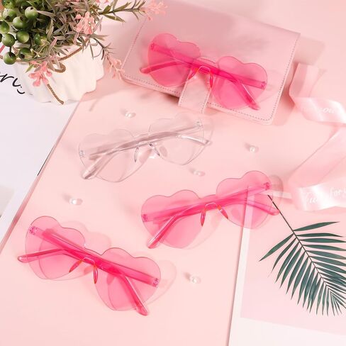 FRIUSATE 16 Pairs Heart Shaped Sunglasses Bachelorette Party Favors, Pink White Heart Sunglasses Frameless, Bachelorette Party Sunglasses for Women Bridal Bridesmaid in Kuwait