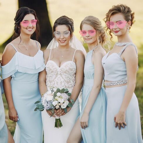 FRIUSATE 16 Pairs Heart Shaped Sunglasses Bachelorette Party Favors, Pink White Heart Sunglasses Frameless, Bachelorette Party Sunglasses for Women Bridal Bridesmaid in Kuwait