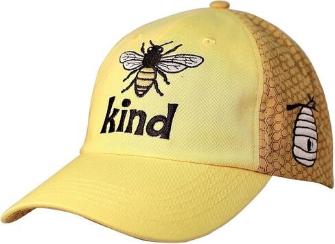قبعة بيسبول نسائية GTC3968 Bee Kind مقاس واحد يناسب الجميع من القطن للأنشطة الخارجية، أصفر in Saudi Arabia