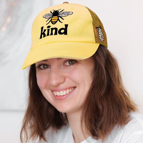 قبعة بيسبول نسائية GTC3968 Bee Kind مقاس واحد يناسب الجميع من القطن للأنشطة الخارجية، أصفر in Saudi Arabia