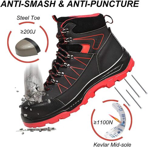 U-lite Steel Toe Safety Slip Resistant Puncture Proof Waterproof Work Shoes for Men Women Indestructible Breathable Lightweight Comfortable Men's Construction in Saudi Arabia