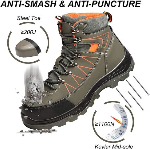 U-lite Steel Toe Safety Slip Resistant Puncture Proof Waterproof Work Shoes for Men Women Indestructible Breathable Lightweight Comfortable Men's Construction in Saudi Arabia