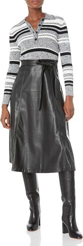 Shoshanna Women's Avril Leather Melange Knit Midi Dress in Saudi Arabia