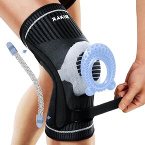 Knee Compression Sleeve with Patella Gel Pad, Adjustable Knee Brace for Men with Side Stabilizers, Non-Slip Knee Support for Women, Joint Pain Relief Arthritis Meniscus Tear Running Workout, XL