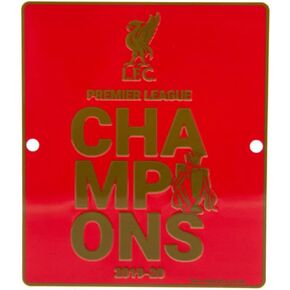 Liverpool FC Premier League Champions Window Sign (One Size) (Red/Gold)