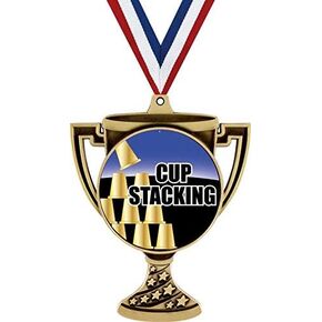 Cup Stacking Trophy Cup Medal Gold, 3" Cup Stacking Prizes, Kids Cup Stacking Trophy Medal Awards 5 Pack Prime