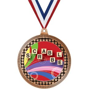 2.75" Scrabble Medal Award, Bronze Vega Scrabble Team Trophy Award Includes Free Neck Ribbon Prime