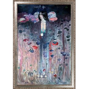 La Pastiche Hand Painted Oil on Canvas Untitled by Charles Rennie Mackintosh Framed, 40" x 28", Multi-Color