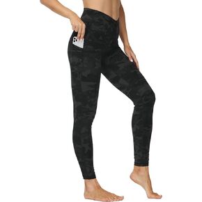 THE GYM PEOPLE Women's Cross Waist Workout Leggings Tummy Control High Waisted Athletic Yoga Pants with Pockets