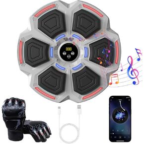 Music Boxing Machine with Boxing Gloves, Wall Mounted Music Boxing Trainer, Electronic Boxing Target Workout Punching Equipment for Home, Indoor and Gym