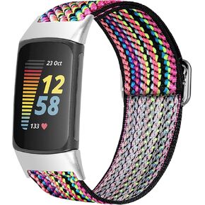 Compatible for Fitbit Charge 6 Bands, Stretch Elastics Nylon Adjustable Replacement Strap Accessories for Men & Women Compatible for Fitbit Charge 6 / Charge 5 Fitness Tracker