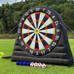 10ft Inflatable Soccer Dart Board Inflatable Football Darts Kick Goal Game with 8 pcs Sticky Ball & Air Blower for Outdoor Sports Game