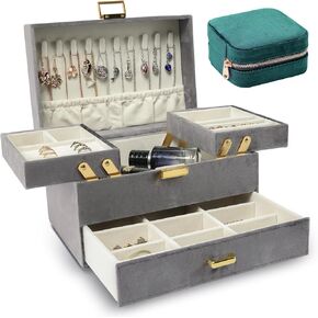 Dajasan Jewelry Holder Organizer Box + Travel Jewelry Box