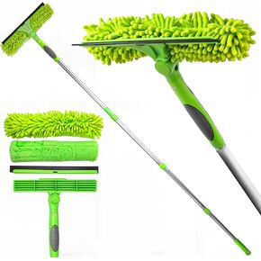 DSV Standard Professional 62" Window Squeegee for Window Cleaning, 2 in 1 Rotatable Window Cleaning Squeegee Kit with Extension Pole, Window Cleaning Tool for Indoor/Outdoor High Windows, Home, Car