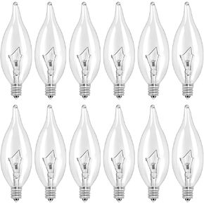 12-Pack E12 B10 Clear Candelabra Base Bulb, 40W 120V Incandescent Candle Light Bulbs Dimmable Chandelier Light Bulbs for Pendants or Outdoor, Ceiling Fan, Fireplace, Wall Sconces (40, Watts)