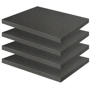 Polyurethane Foam Sheet, 4 Pcs Foam Inserts Black Foam Padding, 2 Sizes Pick Apart Foam Inserts Pads for Cases Packing Padding, Toolbox, Camera Storage, Game Box (12 x 12 x 2 in + 12 x 12 x 0.4 in)
