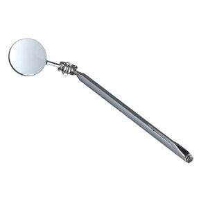Telescoping Inspection Mirror Stainless Steel with Clip Silver Round Mirror Extended Handle 360° Rotation Checking Vehicle Condition