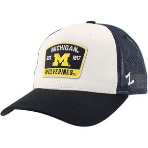 ZHATS Standard NCAA Officially Licensed Snapback Hat Big Rig Patch White Navy Switchback, One Size