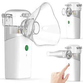 Portable Nebulizer, Handheld Mesh Nebulizer for Adults & Kids, Travel Nebulizer with Adjustable Speeds and Self-Cleaning, Includes Masks & Mouthpiece (Atomizer)