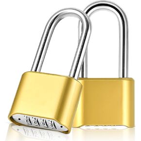 Lockwise 4 Digit Heavy Duty Combination Padlock, Weatherproof Combination Lock for Gym Locker Outdoor, Set Your Own Combo Pad Lock, Gate Locks with Code for Outdoor Fence, 2 Pack
