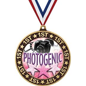 Beauty 1st Place Perimeter Medal Gold, 2.75" Photogenic Prizes, Kids Beauty Pageant Trophy Medal Awards Prime