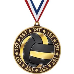 2.75" 1st Place Volleyball Shadow Medal Award, Gold Trophy Medal Prime