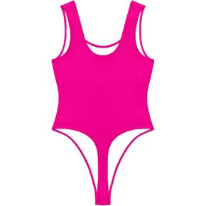 Kepblom Women's High Cut One Piece Swimsuit Thong Swimsuits Sexy Bodysuit for Women, Hot Pink, XXL