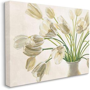 Stupell Industries Tranquil White Tulip Bouquet in Country Vase, Designed by Eva Barberini Wall Art, 24x30, Canvas