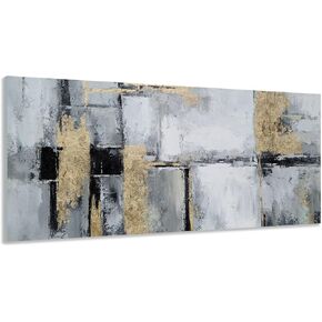 RFDEPOT ARTS Black and White Canvas Wall Art - Abstract Painting with Gold Foil Room Decor