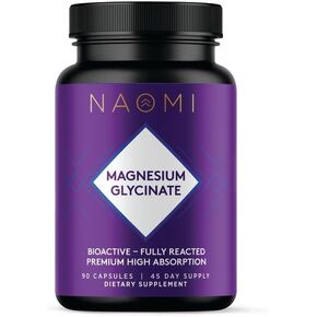 NAOMI Magnesium Glycinate - Bioactive Fully Reacted Premium High Absorption - Supports Muscle, Nerve, & Heart Health - Chelamax Magnesium Bisglycinate - 90 Capsules, 45 Day Supply