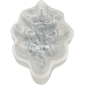 BFA ROCK selenite leaf bowl - selenite bowl crystal charging plate stone dish for small decoration meditation and healing stones cleansing natural gem display energy sculpture decorative rock