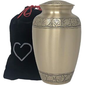 Embossed Bronze Cremation Urn - Adult Bronze Cremation Urn