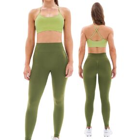 Workout Sets for Women 2 Piece Outfits Adjustable Strappy Sports Bra High Waist Legging Gym Sets