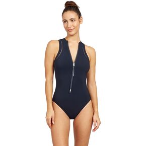 Gottex Women's Free Sport Champion Solid High Neck One Piece Swimsuit with Zip