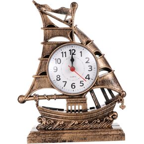 Alarm Clock Light House Decorations for Home Miniatures Vintage Office Decor Antique Mantel Desk Clocks for Office Desktop Alarm Clock Sailboat Sculpture Alarm Clock Table Clock