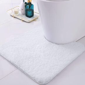 Buganda Microfiber Bathroom Contour Rug (24x20, Camel) Shaggy Soft and Absorbent, Non Slip, Thick Plush, Machine Washable U Shape Toilet Rug for Bathroom