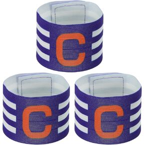 PATIKIL 12.2x2.5 Soccer Captain C Armband, 3 Pack Nylon Unisex Elastic Arm Badge Adjustable for Youth Adult Team Training, Blue