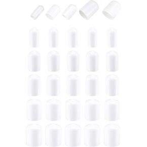 DMiotech 25 Pack 1/4" 3/8" 1/2" 5/8" 3/4" ID Black Screw Thread Protectors Rubber End Caps Bolt Covers for Screw Bolt Furniture Pipe