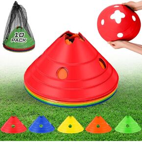 ShinyRelief Jumbo Disc Cones Jumbo Soccer Cones Giant Agility Cones Large Soccer Training Cones with Mesh Bag for Kids Adult Sports Training